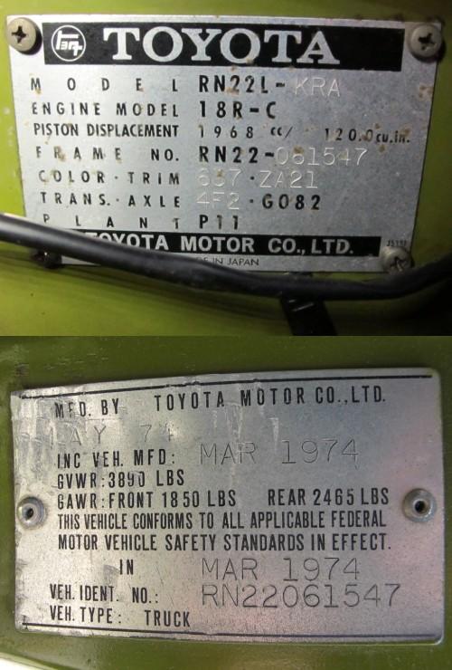 Photo Image Gallery & Touchup Paint: Toyota Truck in Olive    (637)  YEARS: 1974-1977